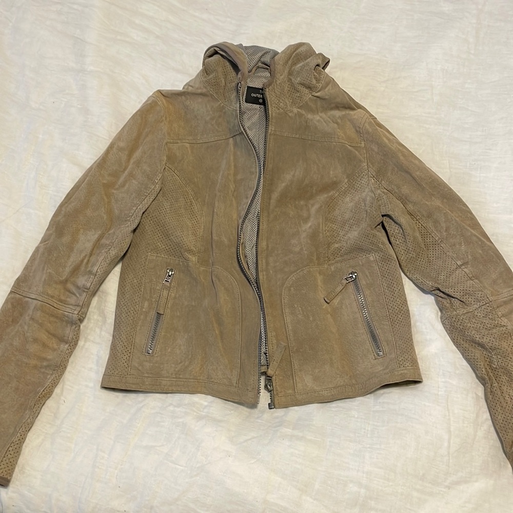 Grey Tan S Pig Skin Leather Jacket C&A